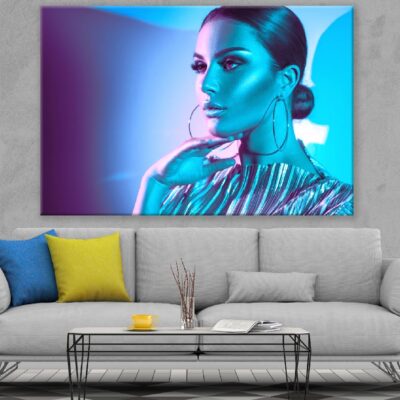 Model Woman in Colorful Lights Photograph Print 100% Australian Made