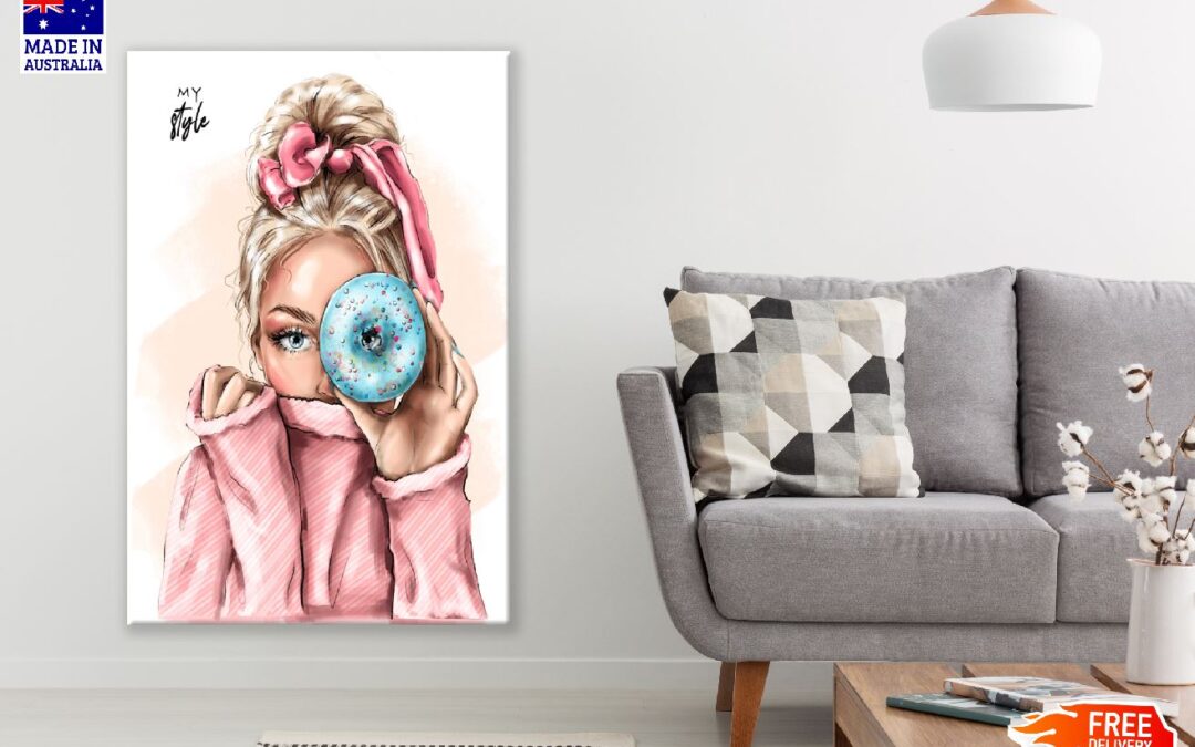 Girl with Doughnut Illustration Print 100% Australian Made