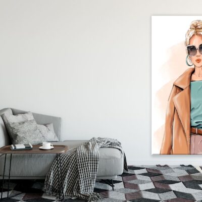 Woman Leather Jacket with Sunglasses Illustration Print 100% Australian Made