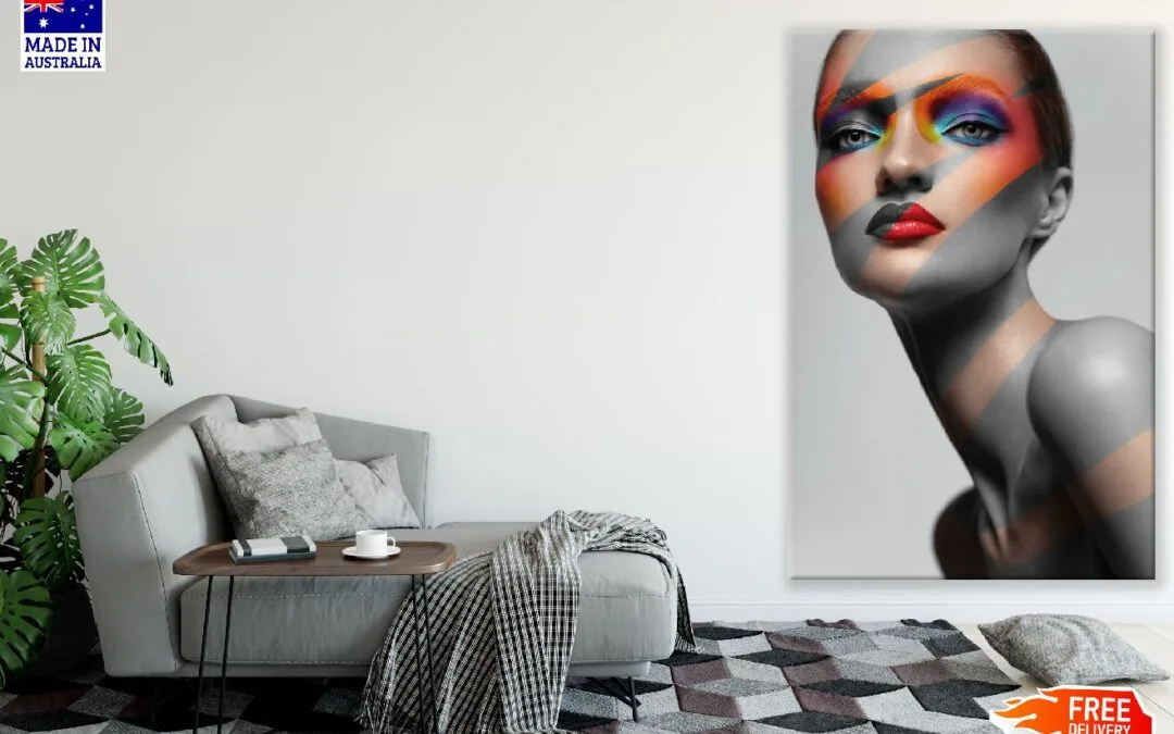 Fashion Girl With Colorful Eye Makeup Photograph Print 100% Australian Made