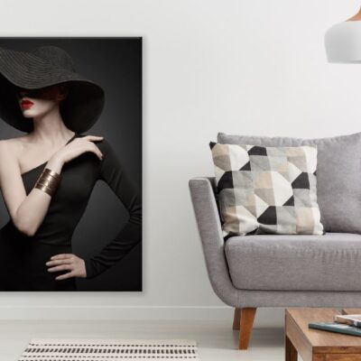 Fashion Girl with Black Dress & Hat Photograph Print 100% Australian Made