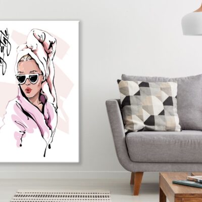 Towel on Hair Fashion Girl Illustration Print 100% Australian Made