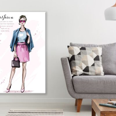 Fashion Pink Lady Illustration Print 100% Australian Made
