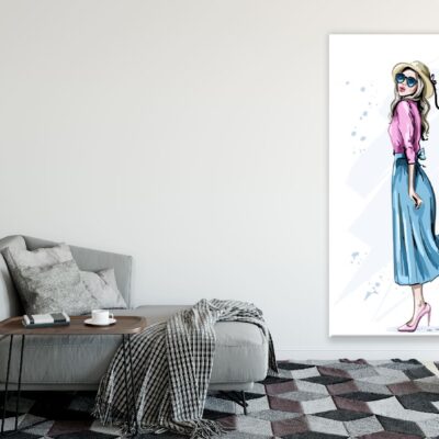 Fashion Lady with Classic Clothes Illustration Print 100% Australian Made