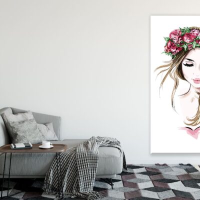 Fashion Woman With Rose Headdress Illustration Print 100% Australian Made
