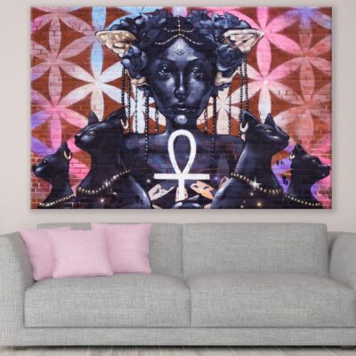 Cat with Girl Graffiti Art Painting Print 100% Australian Made