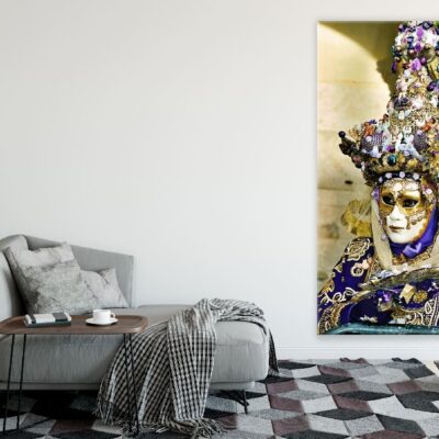 Woman with Carnival White & Gold Mask Photograph Print 100% Australian Made