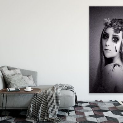Makeup Girl with Headdress B&W Photograph Print 100% Australian Made