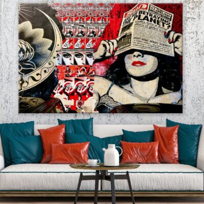 Makeup Girl with Newspaper Graffiti Painting Print 100% Australian Made