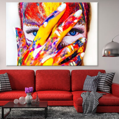 Colorful Makeup Paint on Girl Face Photograph Print 100% Australian Made
