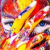 Colorful Makeup Paint on Girl Face Photograph Print 100% Australian Made - Image 3