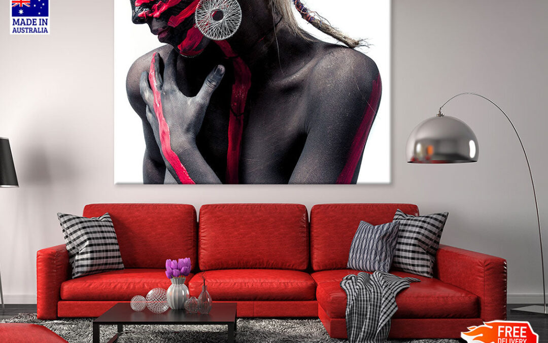 Girl with Black & Red Body Paint Photograph Print 100% Australian Made