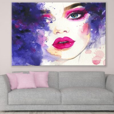 Makeup Woman Face Watercolor Painting Print 100% Australian Made