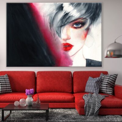 Young Woman Face with Makeup Watercolor Painting Print 100% Australian Made