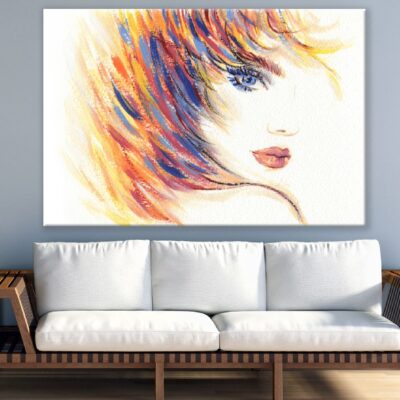 Young Woman with Colorful Hair Fashion Watercolor Painting Print 100% Australian Made