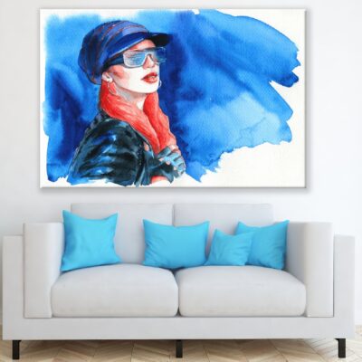 Fashion Woman with Sunglasses Abstract Watercolor Painting Print 100% Australian Made