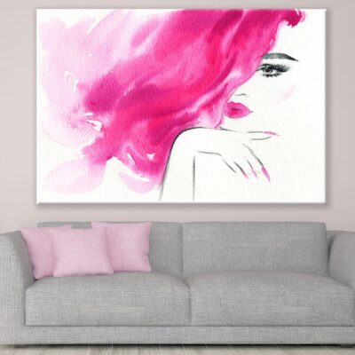 Woman with Pink Hair Fashion Watercolor Painting Print 100% Australian Made