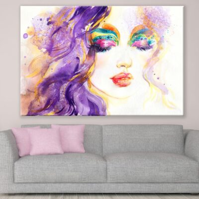Fantasy Makeup Young Woman Abstract Watercolor Painting Print 100% Australian Made