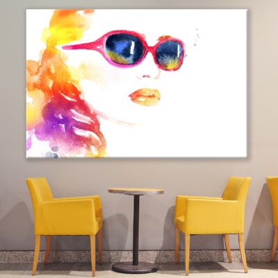 Abstract Woman Face with Sunglasses Watercolor Painting Print 100% Australian Made