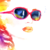Abstract Woman Face with Sunglasses Watercolor Painting Print 100% Australian Made - Image 3