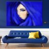 Blue Scarf Woman Face Fashion Pastel Painting Print 100% Australian Made