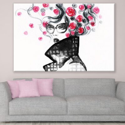 Woman with Rose Hair Fashion Watercolor Painting Print 100% Australian Made
