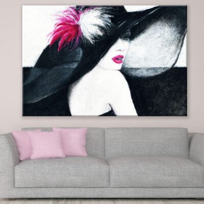Fashion Woman with Hat Acrylic Painting Print 100% Australian Made