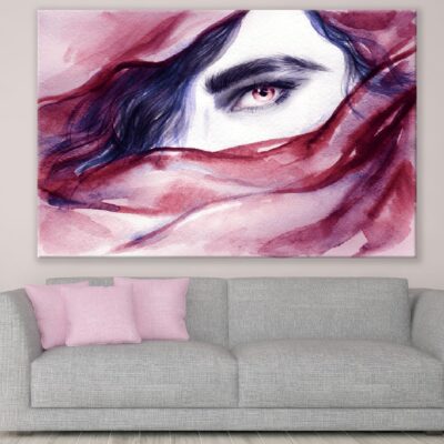 Vampire Eye Abstract Face Watercolor Painting Print 100% Australian Made