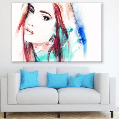 Fashion Woman & Colorful Hair Watercolor Painting Print 100% Australian Made