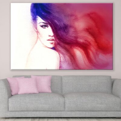 Fashion Woman with Colorful Hair Abstract Watercolor Painting Print 100% Australian Made