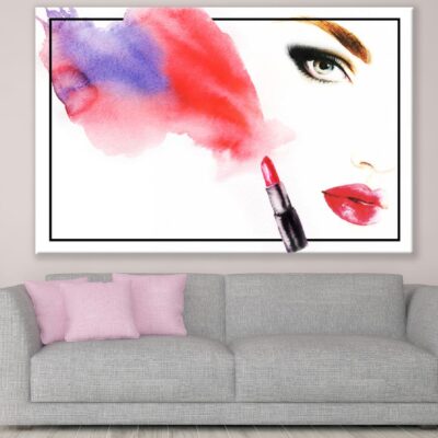 Woman Face & Lipstick Watercolor Painting Print 100% Australian Made