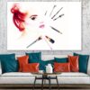 Makeup Cosmetics With Girl Face Watercolor Painting Print 100% Australian Made - Image 2
