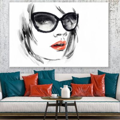 Woman Closeup Face with Sunglasses Watercolor Painting Print 100% Australian Made