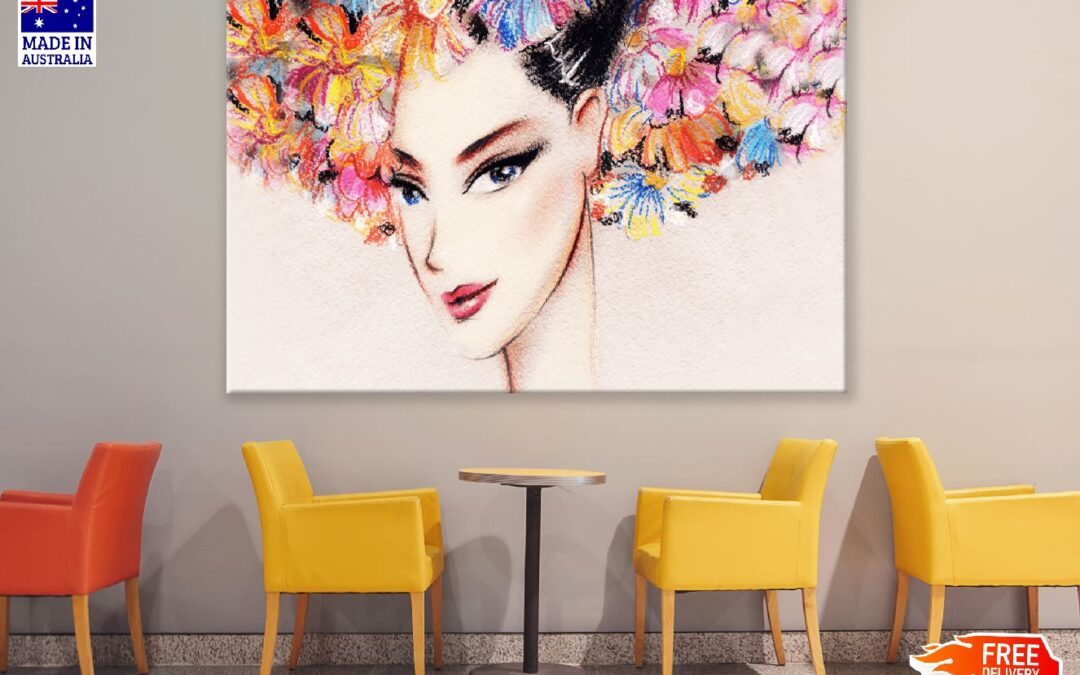 Woman with Flower Headdress Abstract Watercolor Painting Print 100% Australian Made