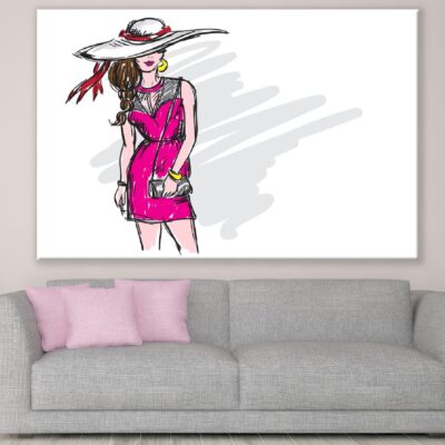 Fashion Woman with Hat Vector Illustration Print 100% Australian Made