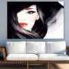Makeup Woman Face with Hat Watercolor Painting Print 100% Australian Made