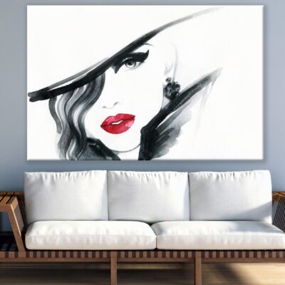 Makeup Woman with Hat Abstract Watercolor Painting Print 100% Australian Made