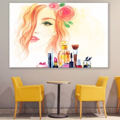 Woman Face and Makeup Products Watercolor Painting Print 100% Australian Made