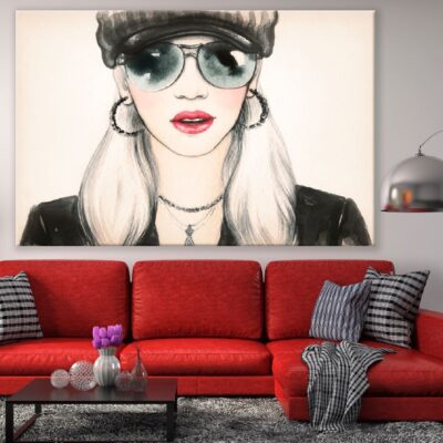 Fashion Young Woman with Glasses Watercolor Painting Print 100% Australian Made