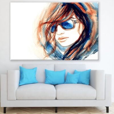 Fashion Woman with Glasses Watercolor Painting Print 100% Australian Made