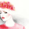 Woman with Red Rose Hat Abstract Watercolor Painting Print 100% Australian Made - Image 3
