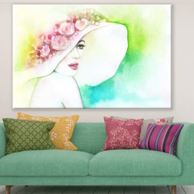 Woman with Rose Hat Abstract Watercolor Painting Print 100% Australian Made