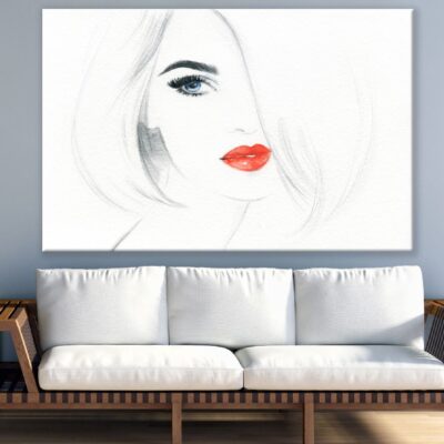 Fashion Woman Face Closeup Watercolor Painting Print 100% Australian Made