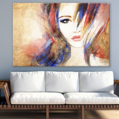 Woman Face with Colorful Hair Abstract Watercolor Painting Print 100% Australian Made