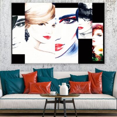 Fashion Woman Faces Watercolor Collage Illustration Print 100% Australian Made