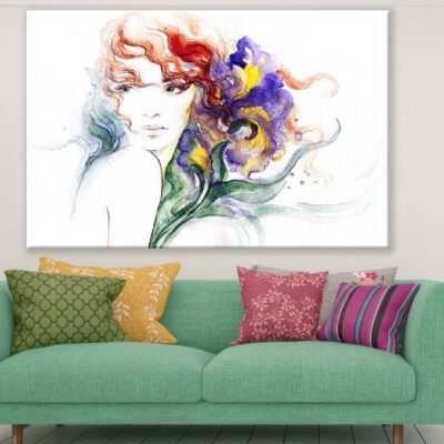 Woman with Colorful Hair Abstract Watercolor Painting Print 100% Australian Made