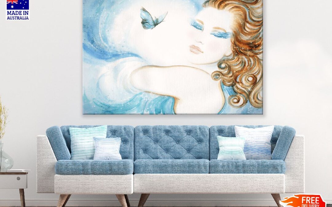 Woman and Butterfly Abstract Watercolor Painting Print 100% Australian Made