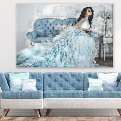 Fashionable Dress of Lady in Sofa Painting Print 100% Australian Made