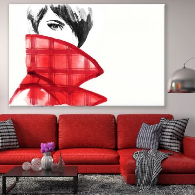 Woman Face Covered with Coat Abstract Painting Print 100% Australian Made