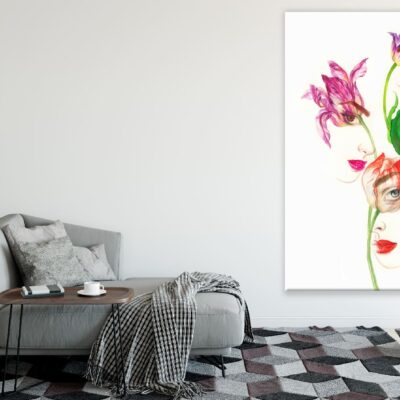 Woman Faces on Flowers Watercolor Painting Print 100% Australian Made